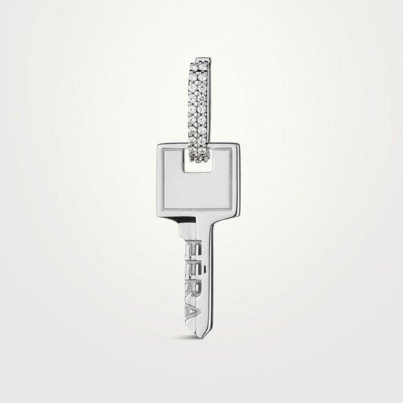 EERA Key White Gold Diamond Single Earring