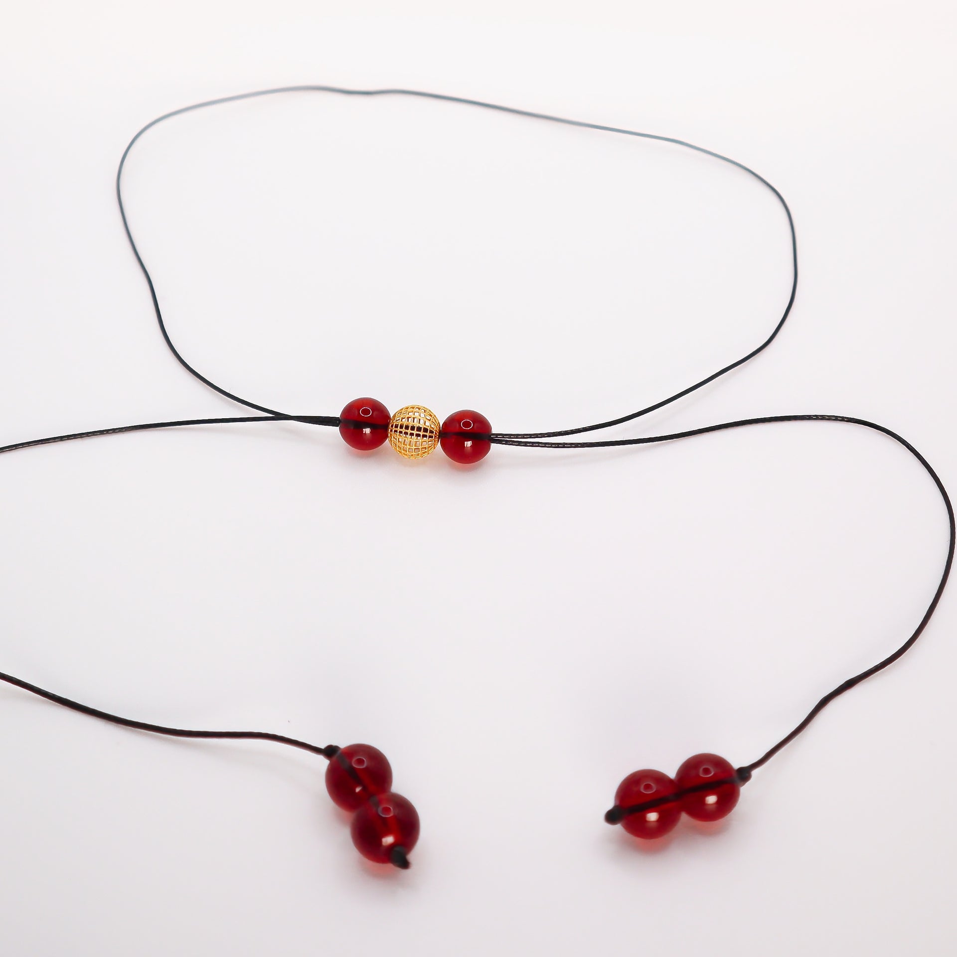 Garnet Red Glass Crystal Necklace - Adjustable with Extension