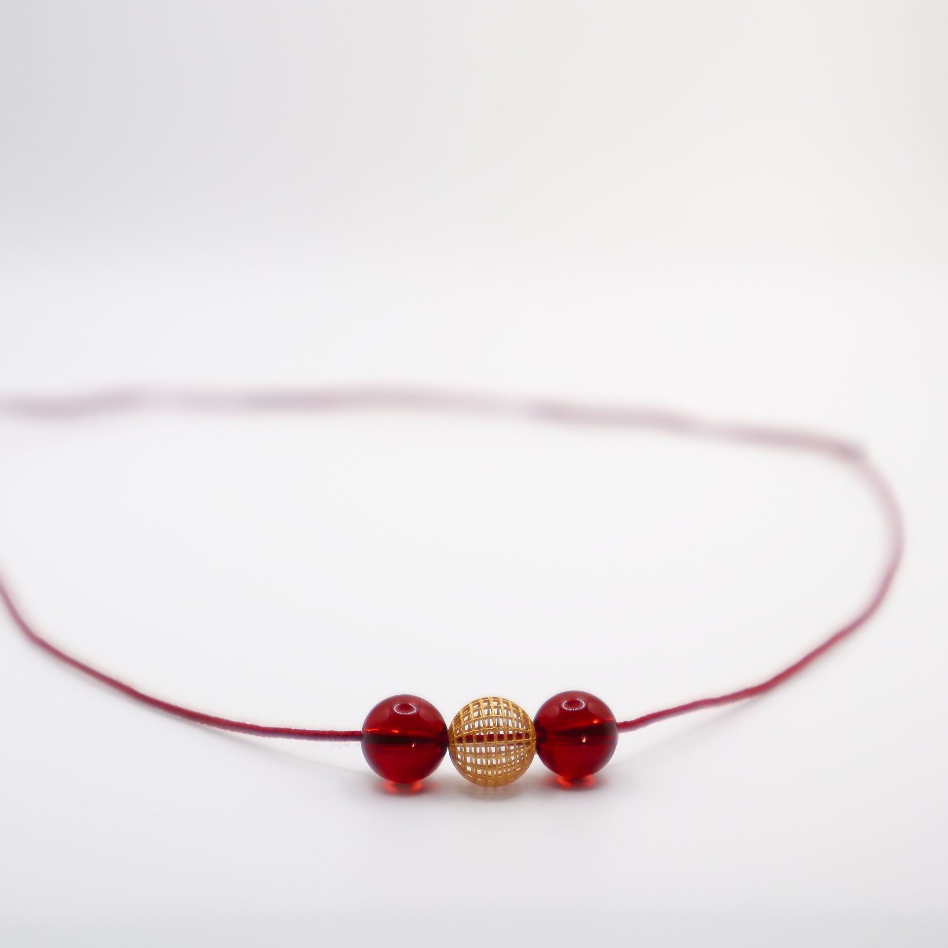 Garnet Red Glass Crystal Necklace - Adjustable without Extension