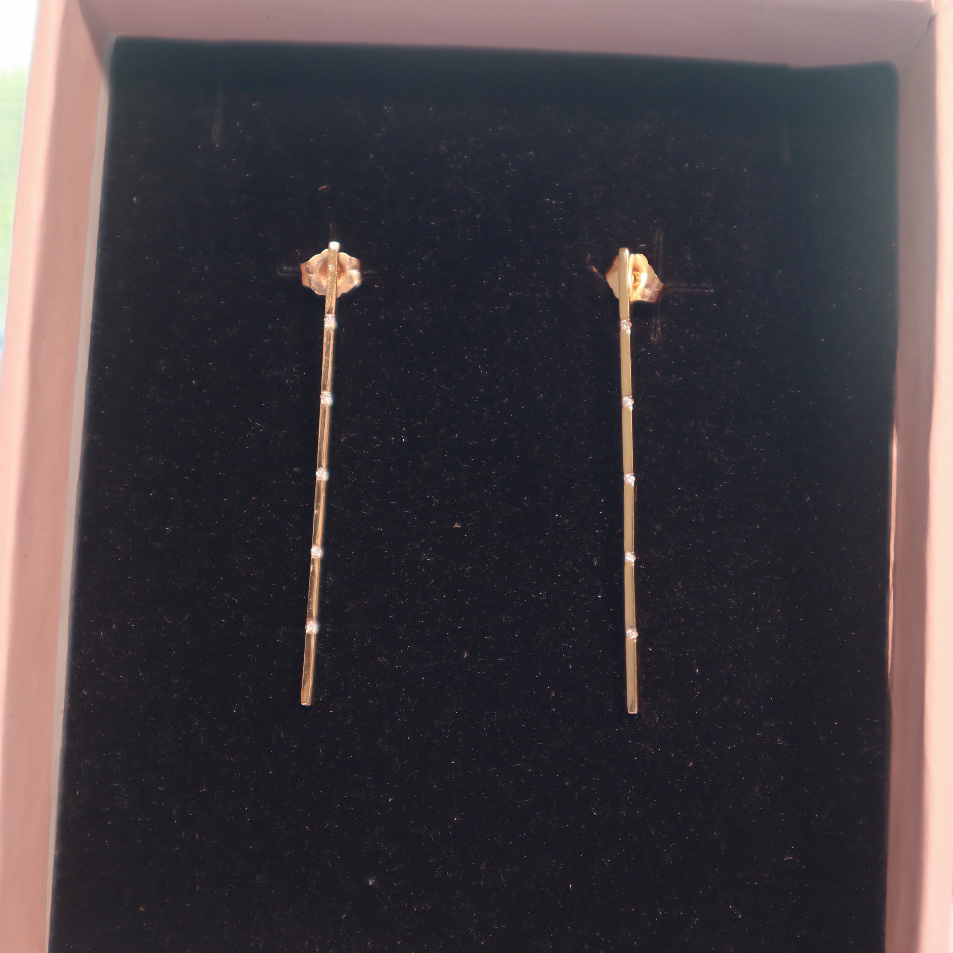 18K Diamond Bar Drop Earrings