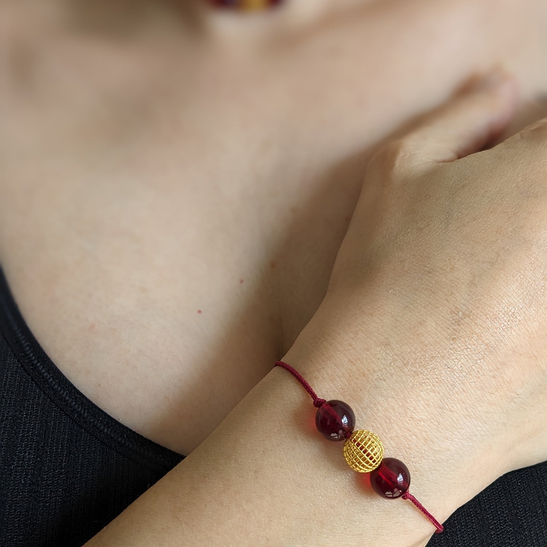 Garnet Red Glass Crystal Bracelet